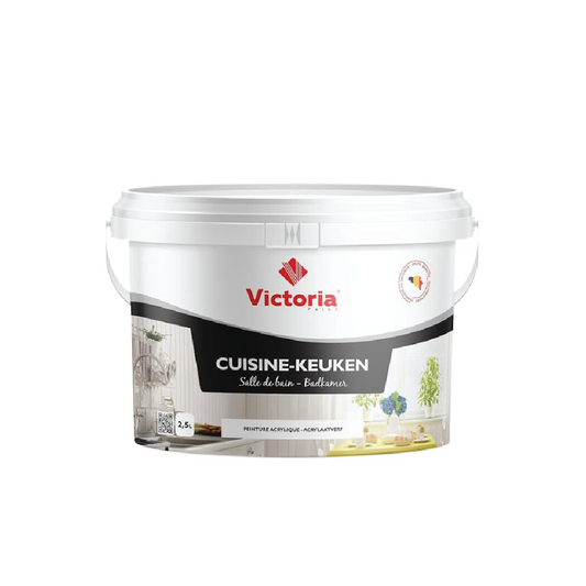CUISINE & SDB - Peinture Blanche Satinée pour Cuisine et Salle de Bain (2.5 Litres)